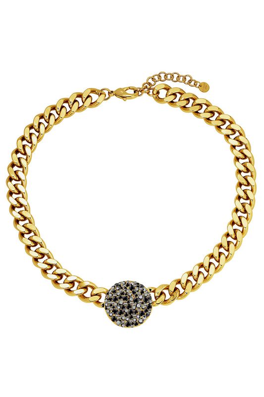 DK Cosma gold necklace black crystals