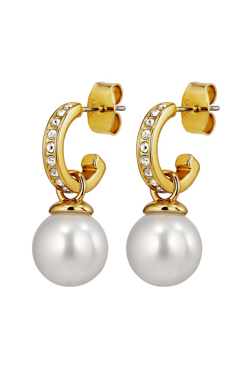 DK Liora gold and pearl hoop earrings