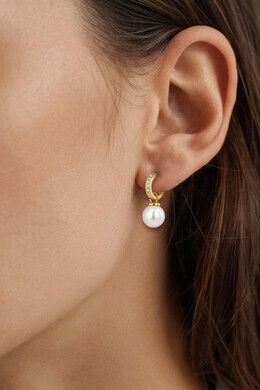 DK Liora gold and pearl hoop earrings
