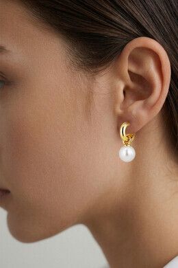 DK Lona gold and pearl hoop earrings