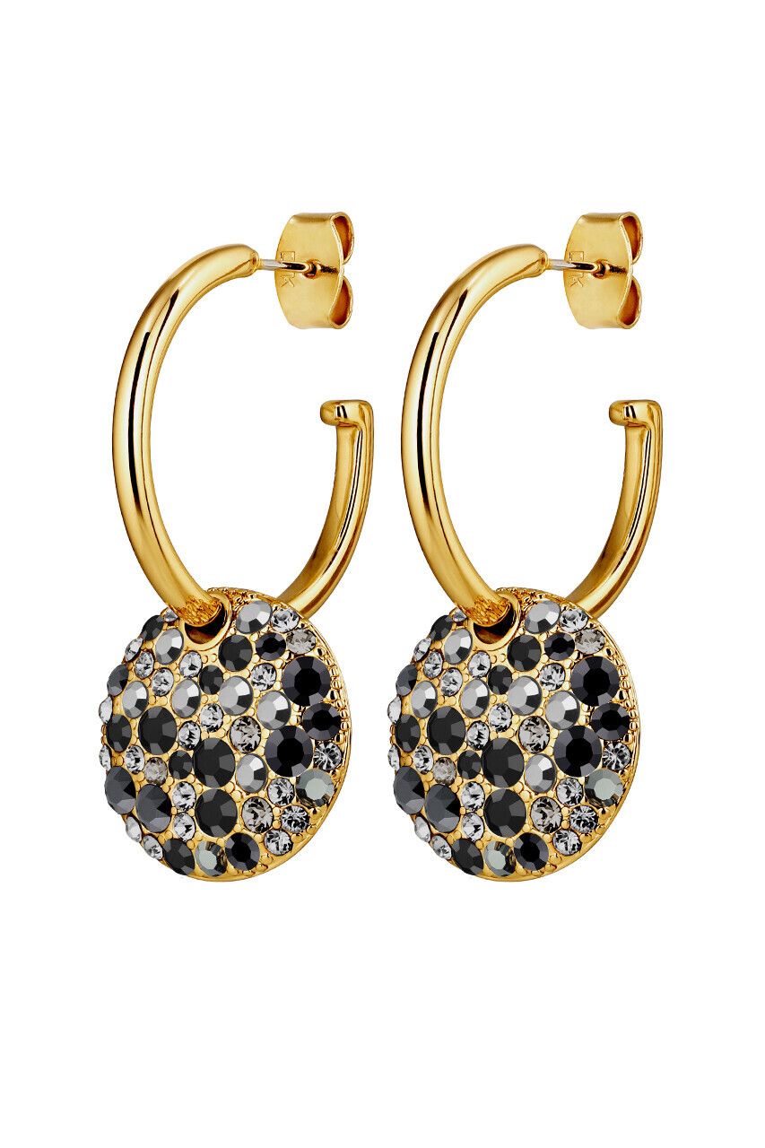 DK Wisp gold earrings black crystal mix