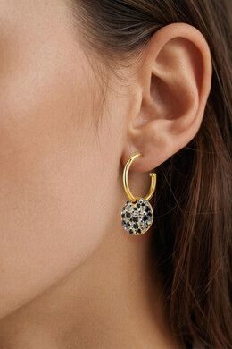 DK Wisp gold earrings black crystal mix
