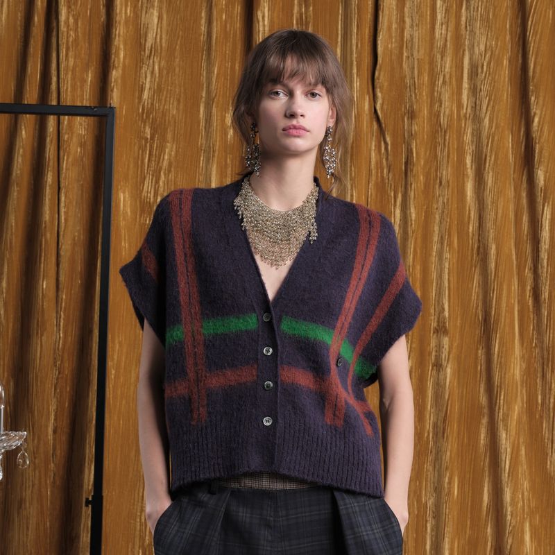 Sleeveless cardigan navy