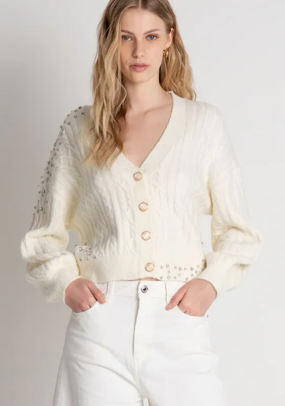 Cable knit cardigan cream