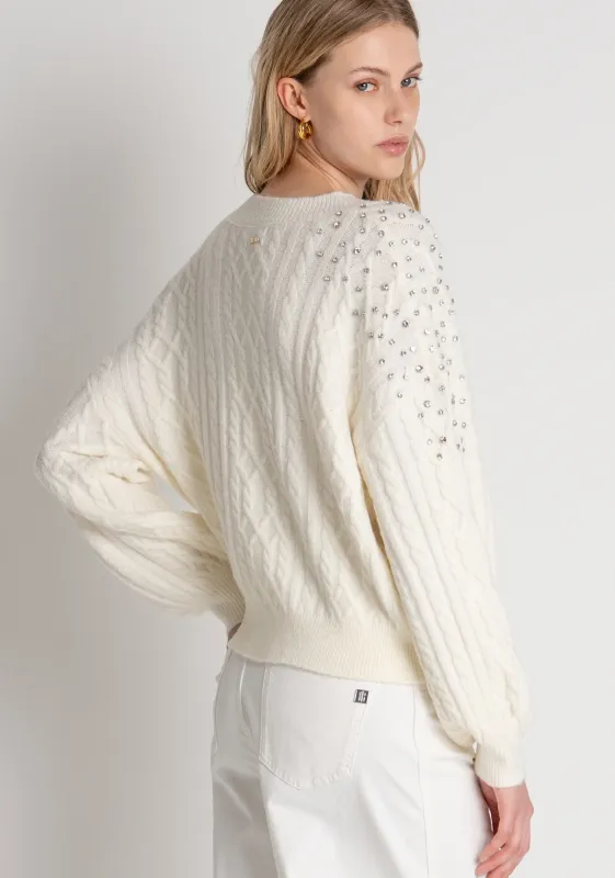 Cable knit cardigan cream
