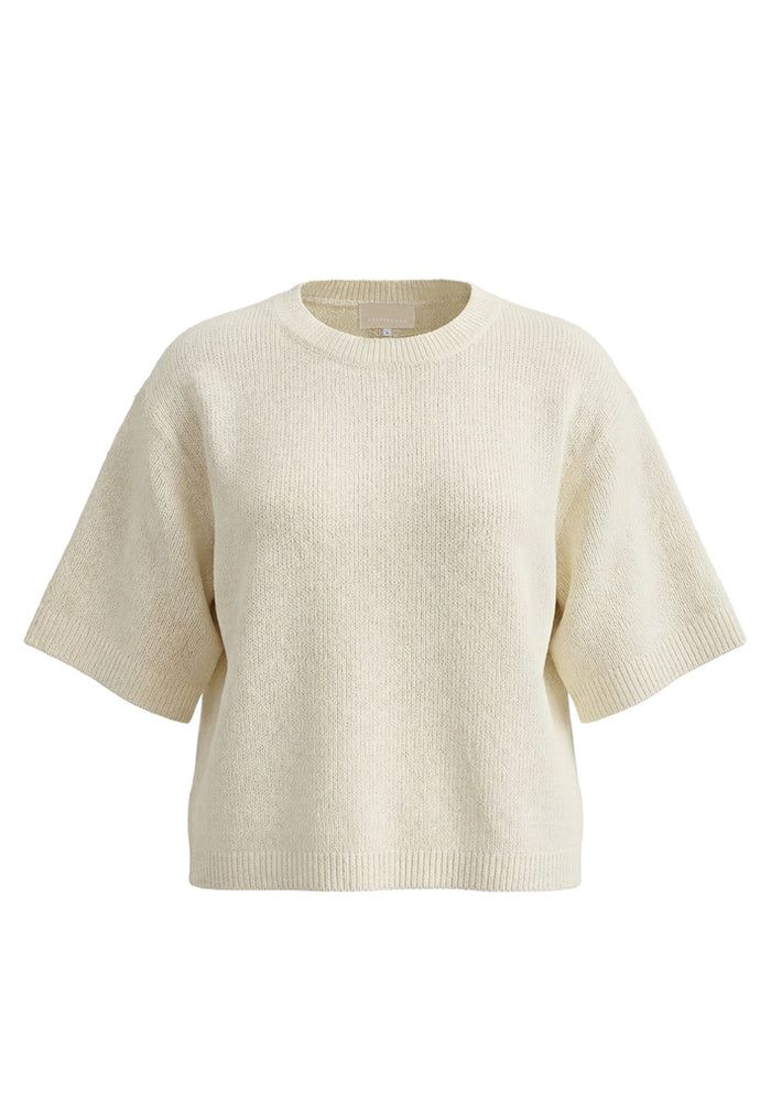 Knitted short sleeve jumper cream