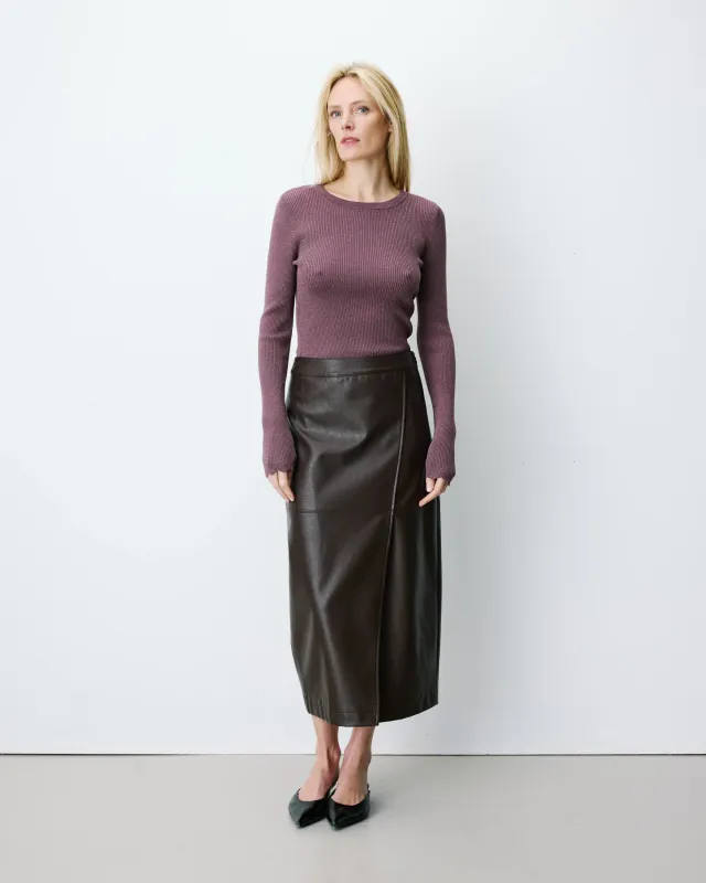 Aenor faux leather skirt chocolate brown