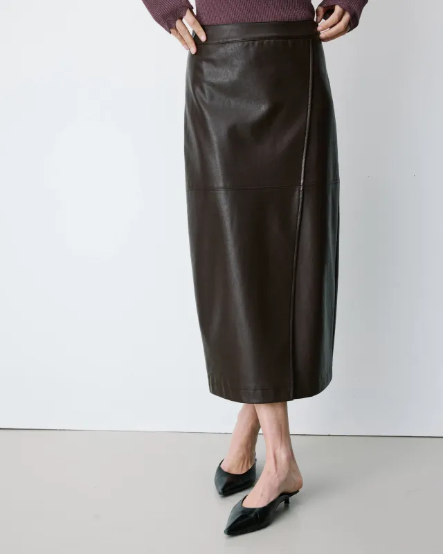 Aenor faux leather skirt chocolate brown
