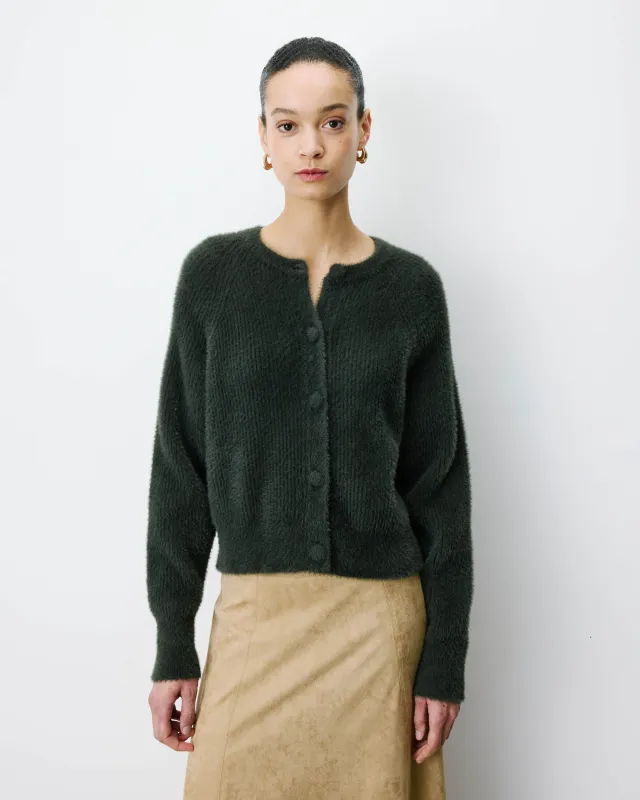 Aleron round-neck cardigan khaki green