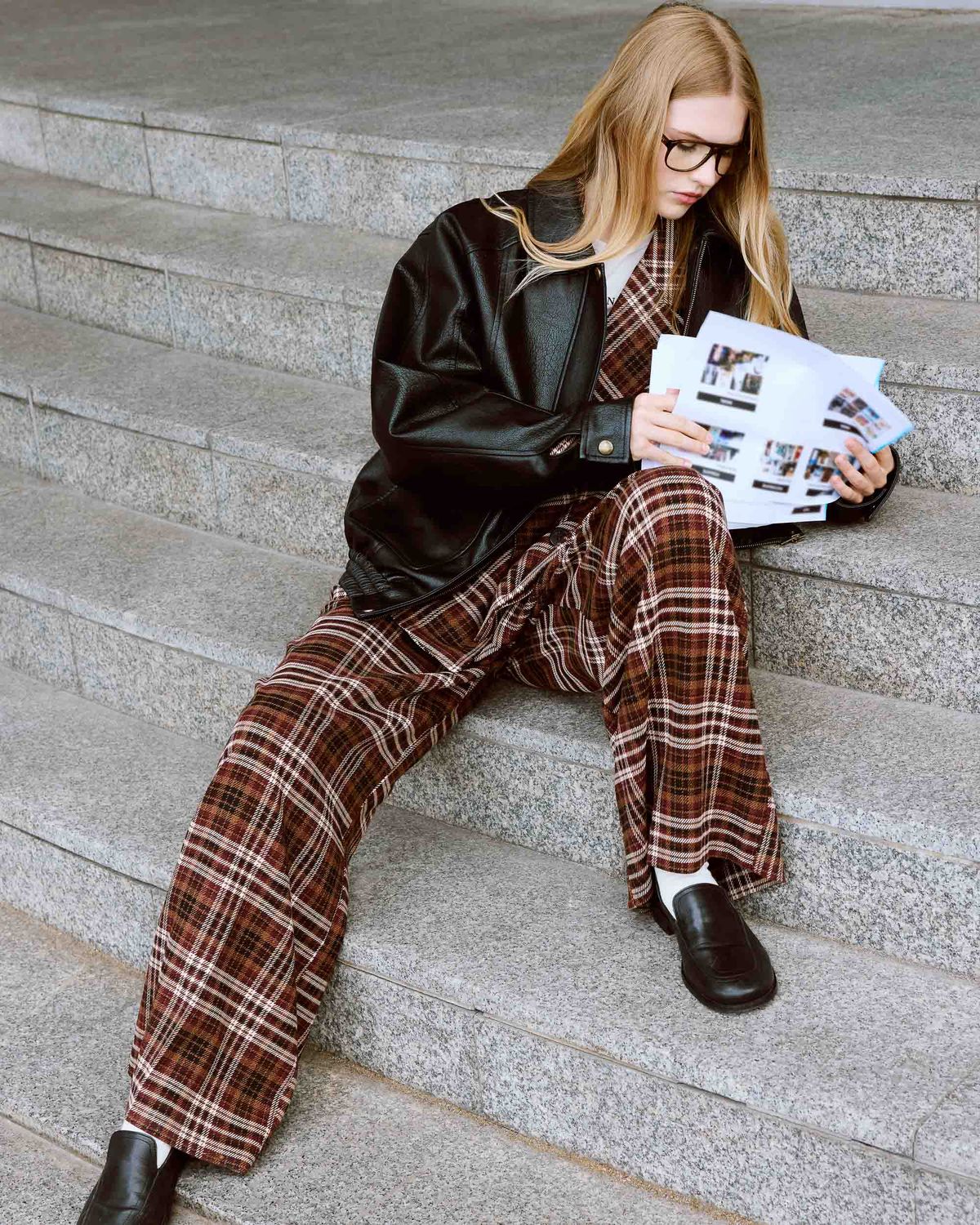 Arenzo check trousers brown mix