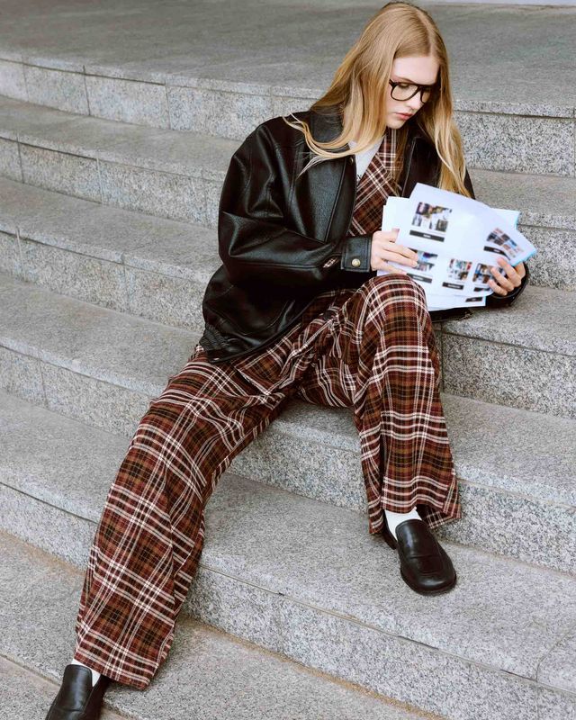 Arenzo check trousers brown mix
