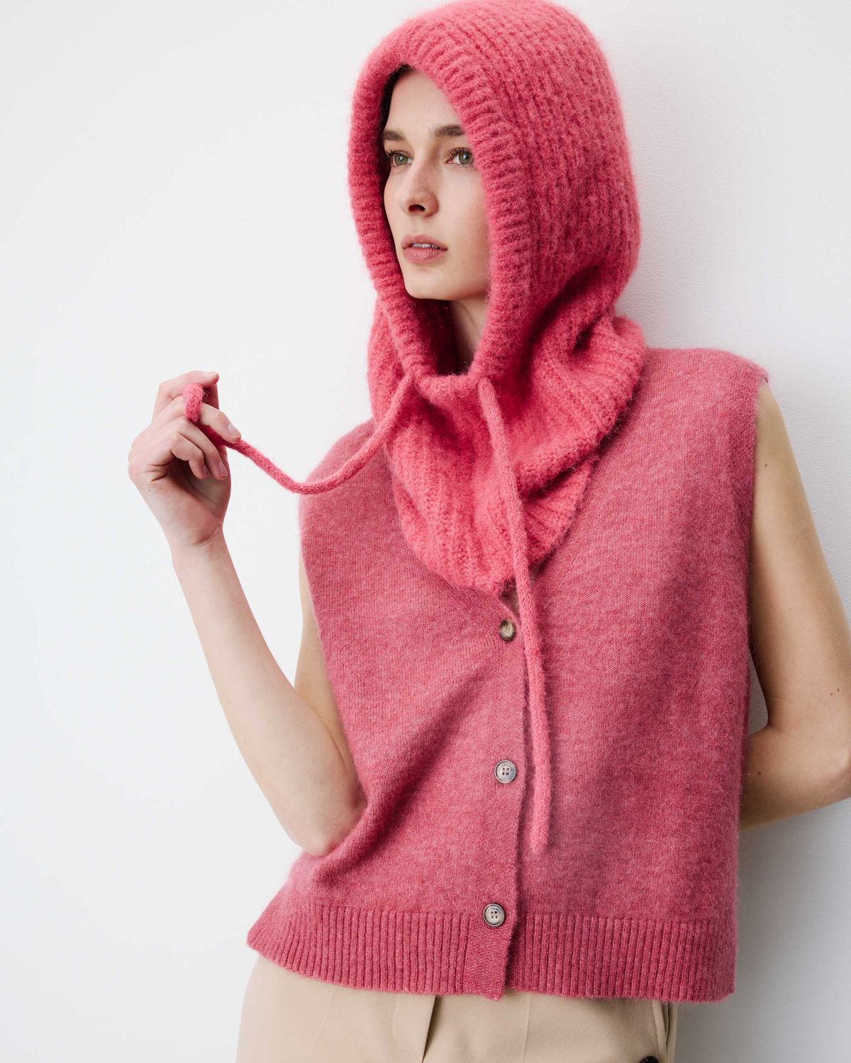 Samourai knitted snood blush pink