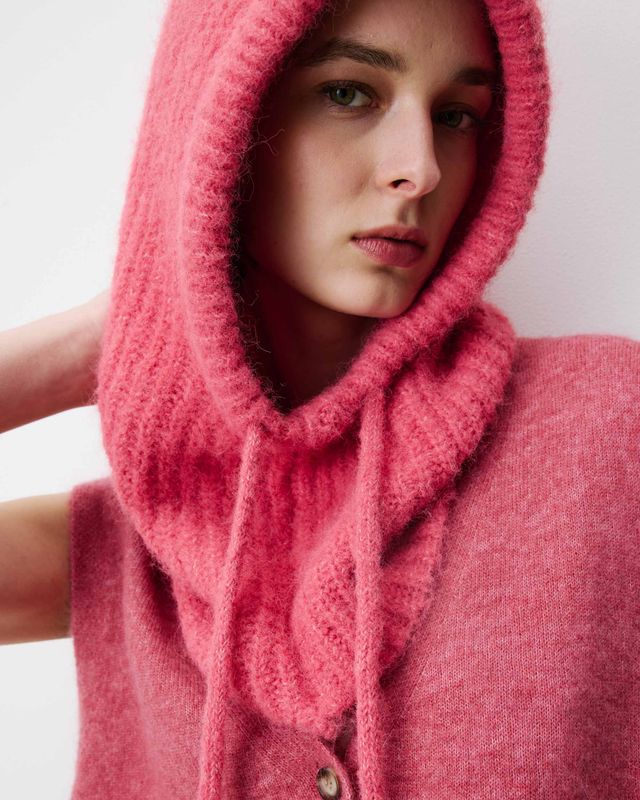 Samourai knitted snood blush pink