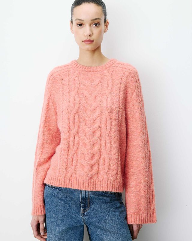 Arcelin knitted jumper with tie back fastening peach