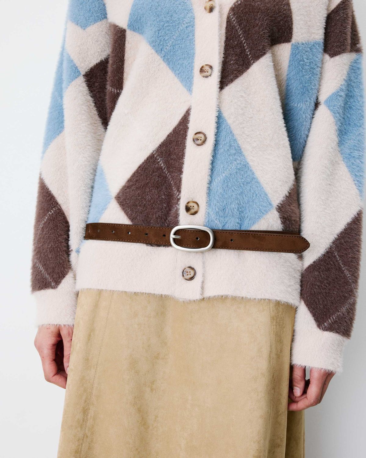 Abbey faux suede belt chocolate brown