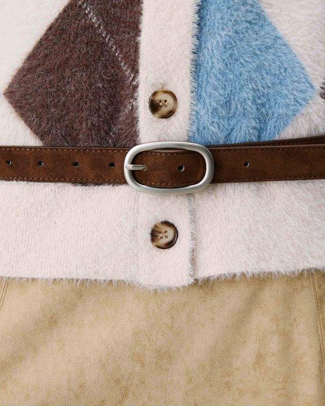 Abbey faux suede belt chocolate brown