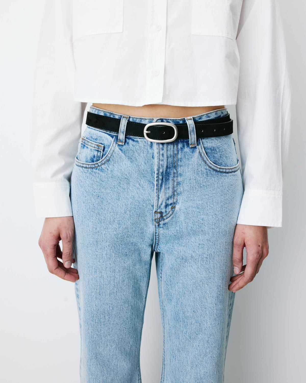 Abbey faux suede belt black