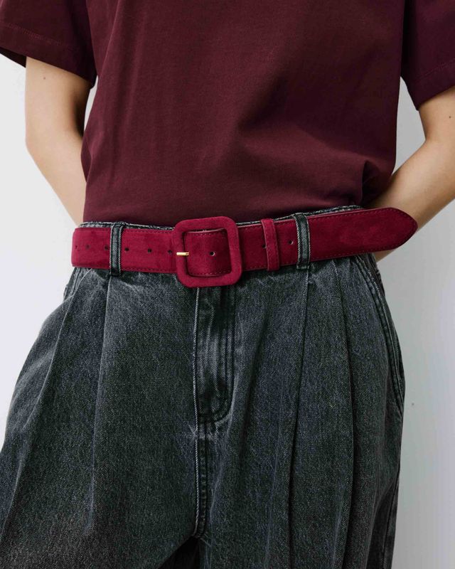 Alvaro faux suede belt cherry red