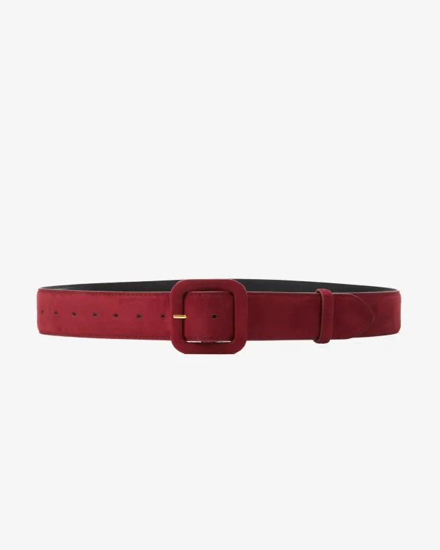 Alvaro faux suede belt cherry red