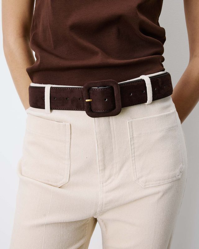 Alvaro faux suede belt chocolate brown