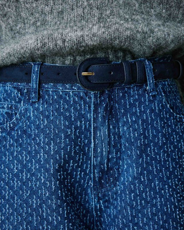 Scotland faux suede belt navy blue