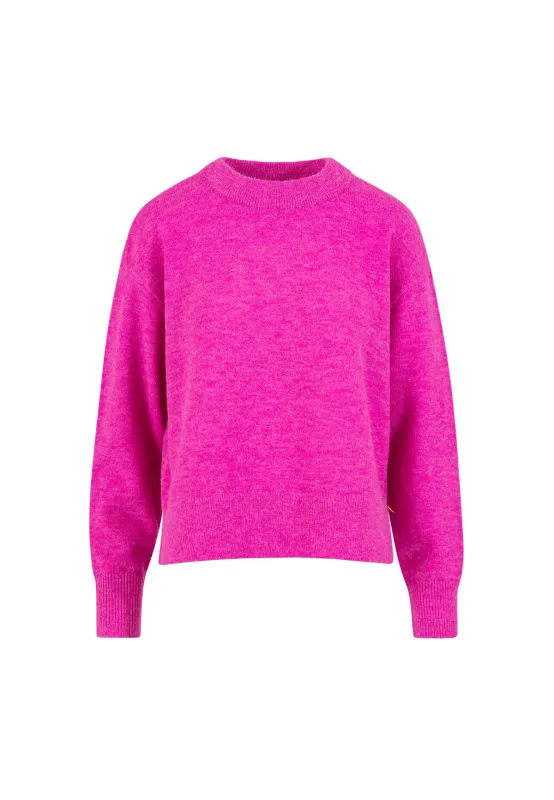 Round neck hot pink knitted jumper