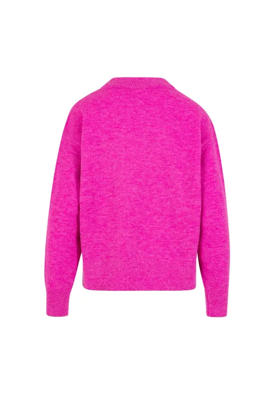 Round neck hot pink knitted jumper