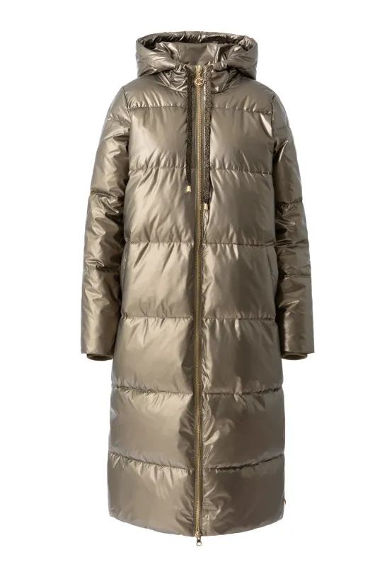 Long puffer jacket matt gold
