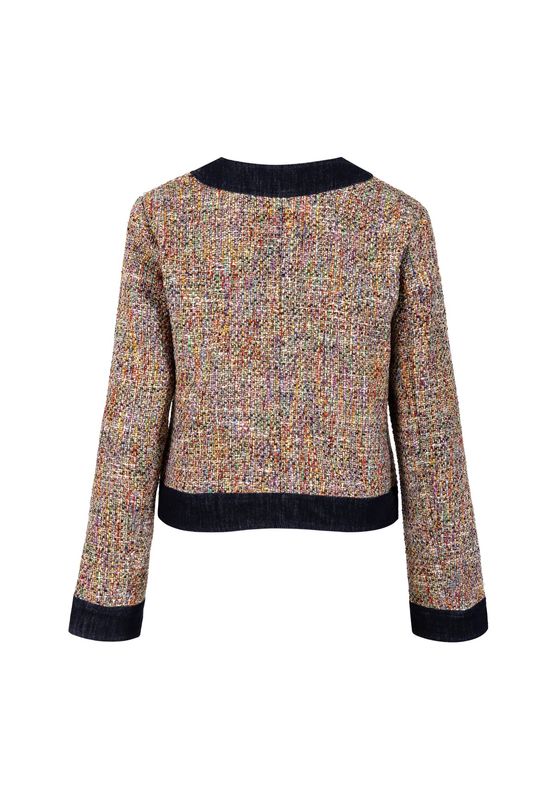 Boucle jacket with denim trim multi