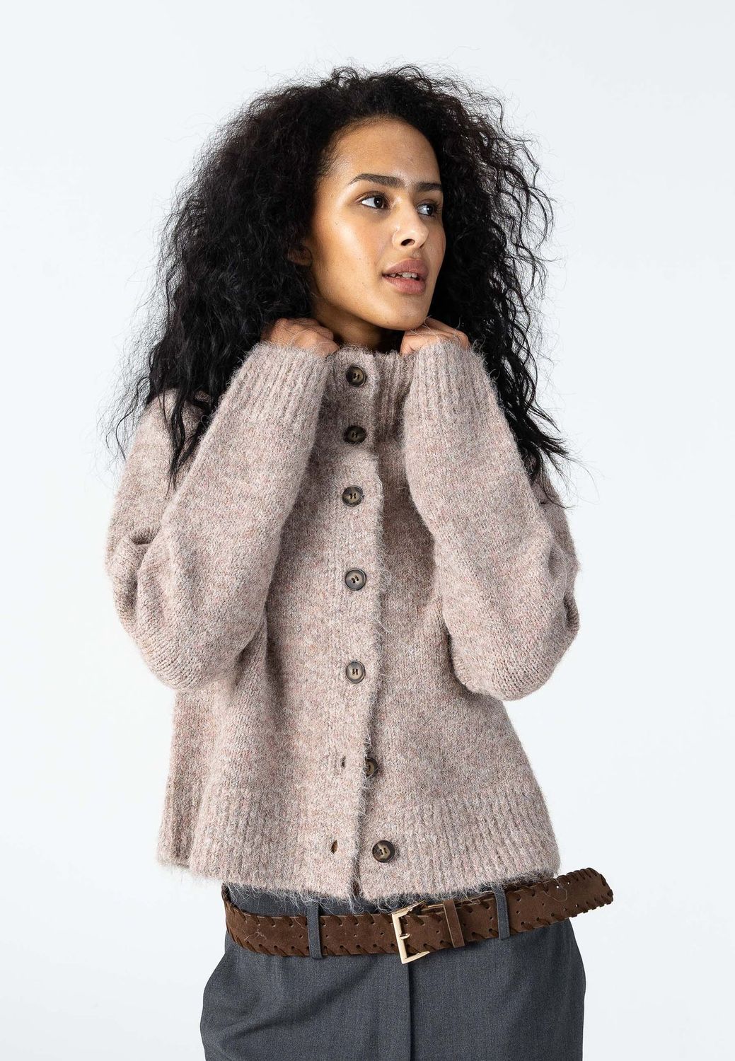 Button cardigan rose pink mix