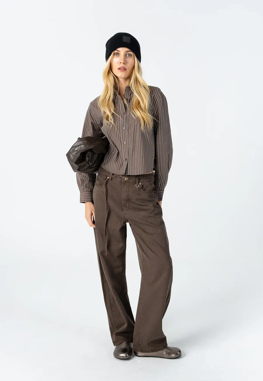 Loose fit jeans chocolate brown