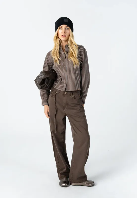 Loose fit jeans chocolate brown