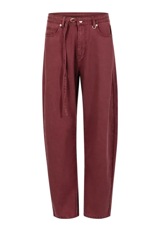 Loose fit jeans bordeaux red