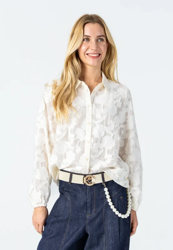 Flower pattern shirt cream