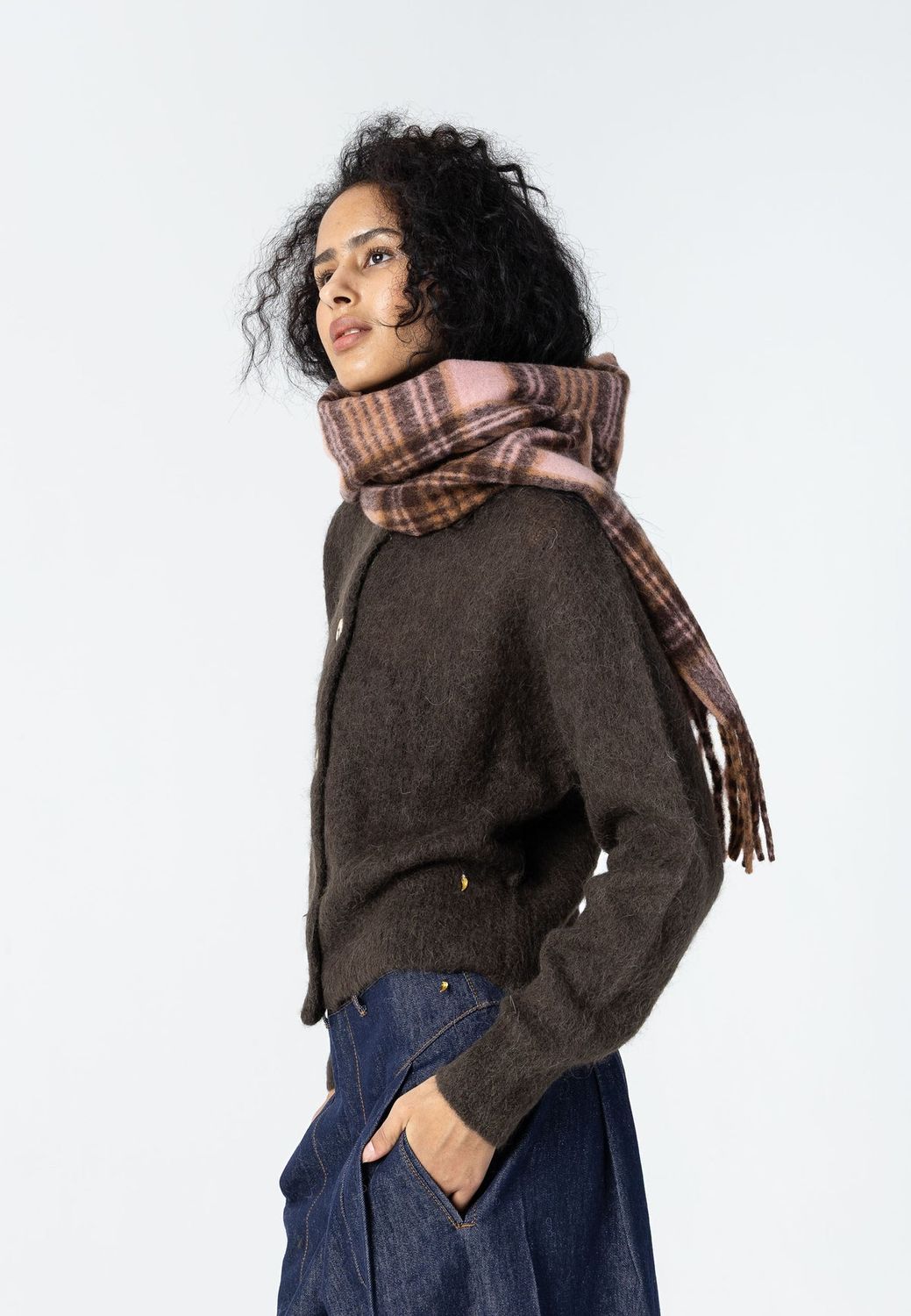 Maren scarf rose pink and brown
