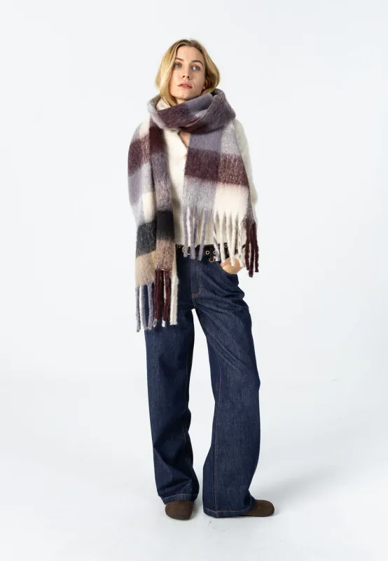 Maren scarf grey and brown check