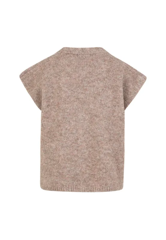 Boxy knitted gilet rose pink mix