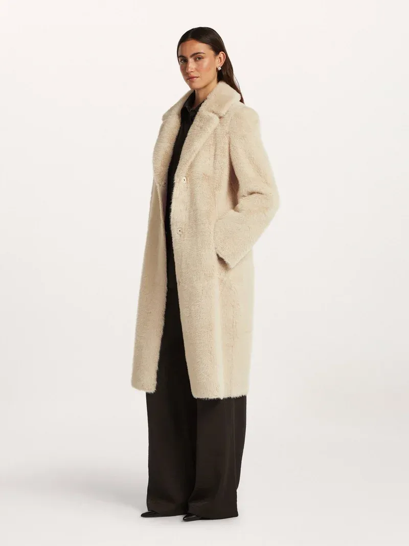 Coby reversible faux fur coat cream