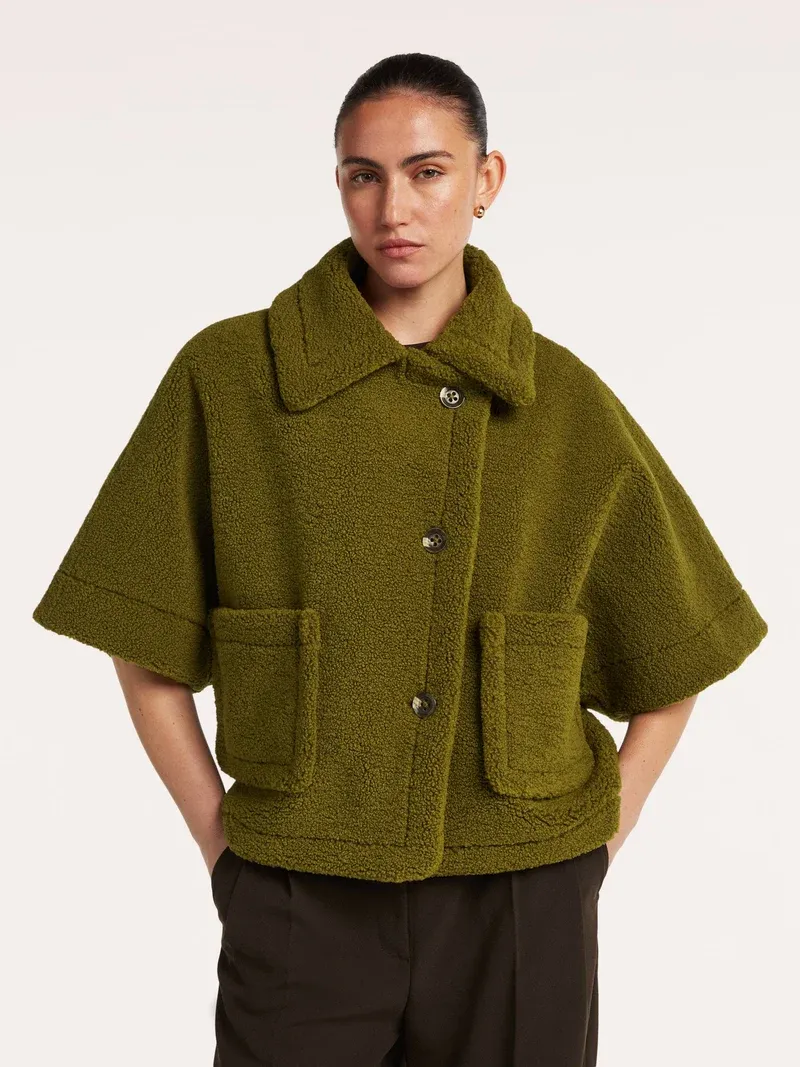 Maia teddy gilet olive green