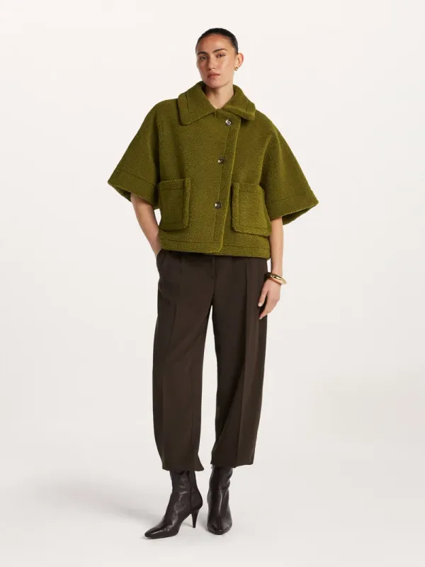 Maia teddy gilet olive green