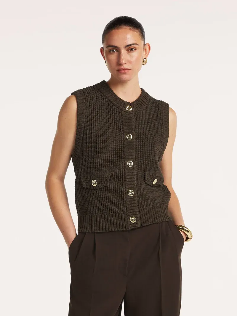 Bettine knitted gilet chocolate brown