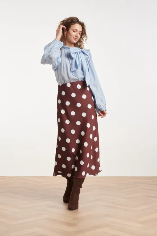 Blouse with bow detail pale blue