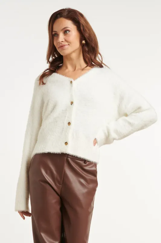 Fluffy cardigan cream