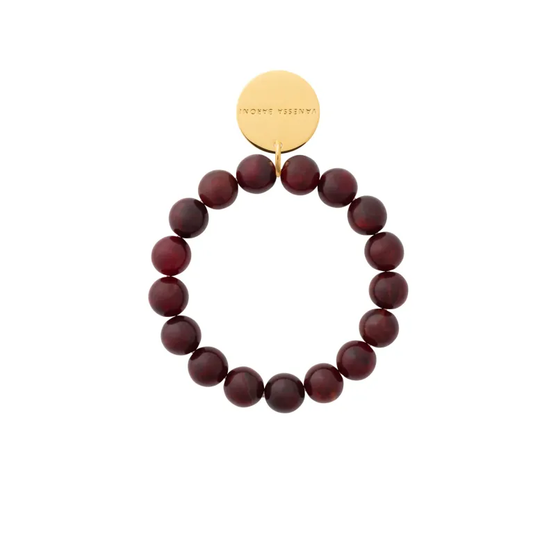 Mini beads flex link bracelet bordeaux burgundy marble