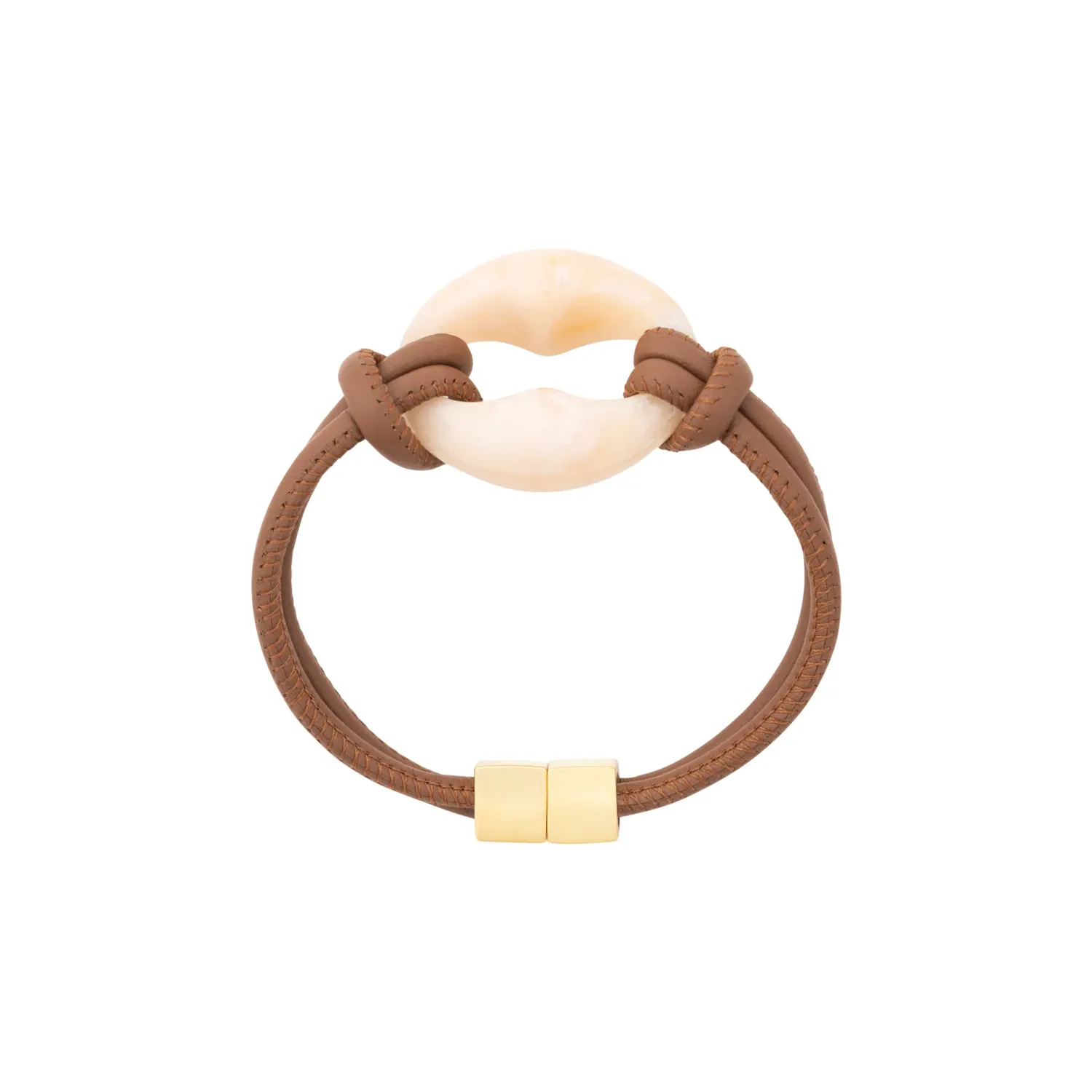 Turtle leather bracelet brown and marble latte