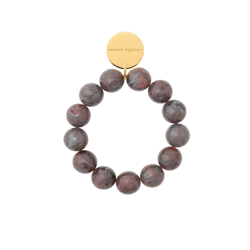 Beads flex bracelet grey and pink marble
