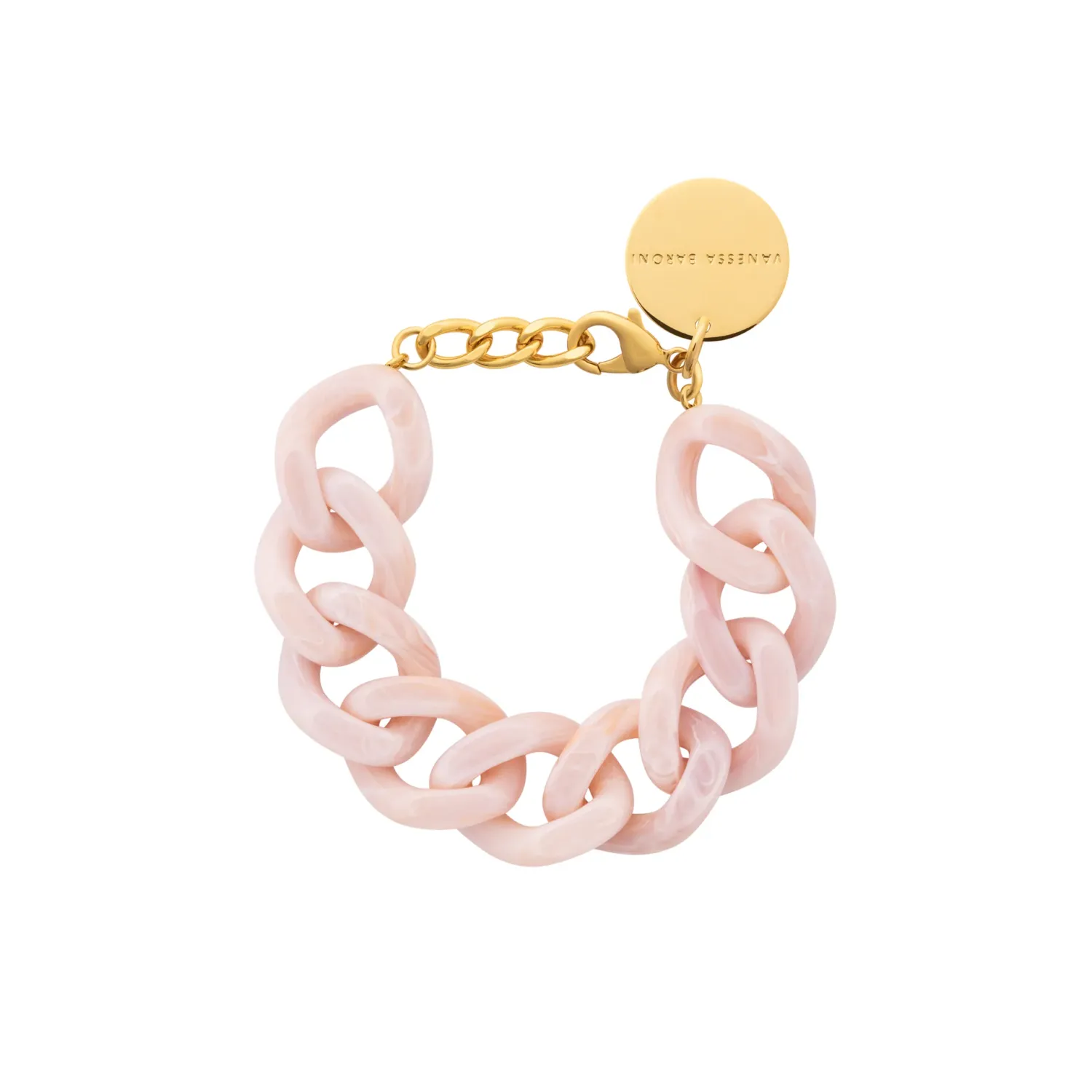 Flat chain bracelet ivory rose marble