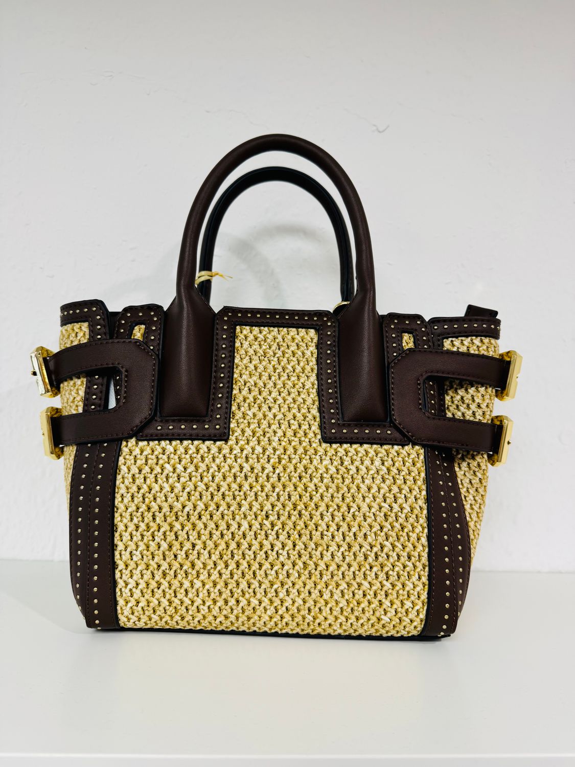 Amelie small tote bag beige and brown