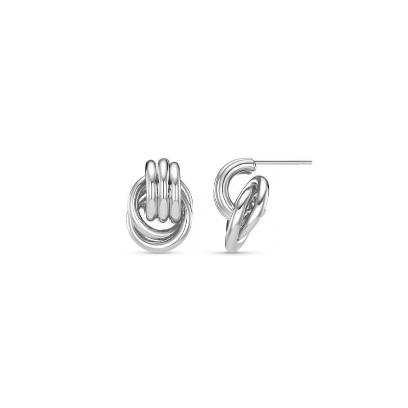 Mini polished interlocking earrings silver