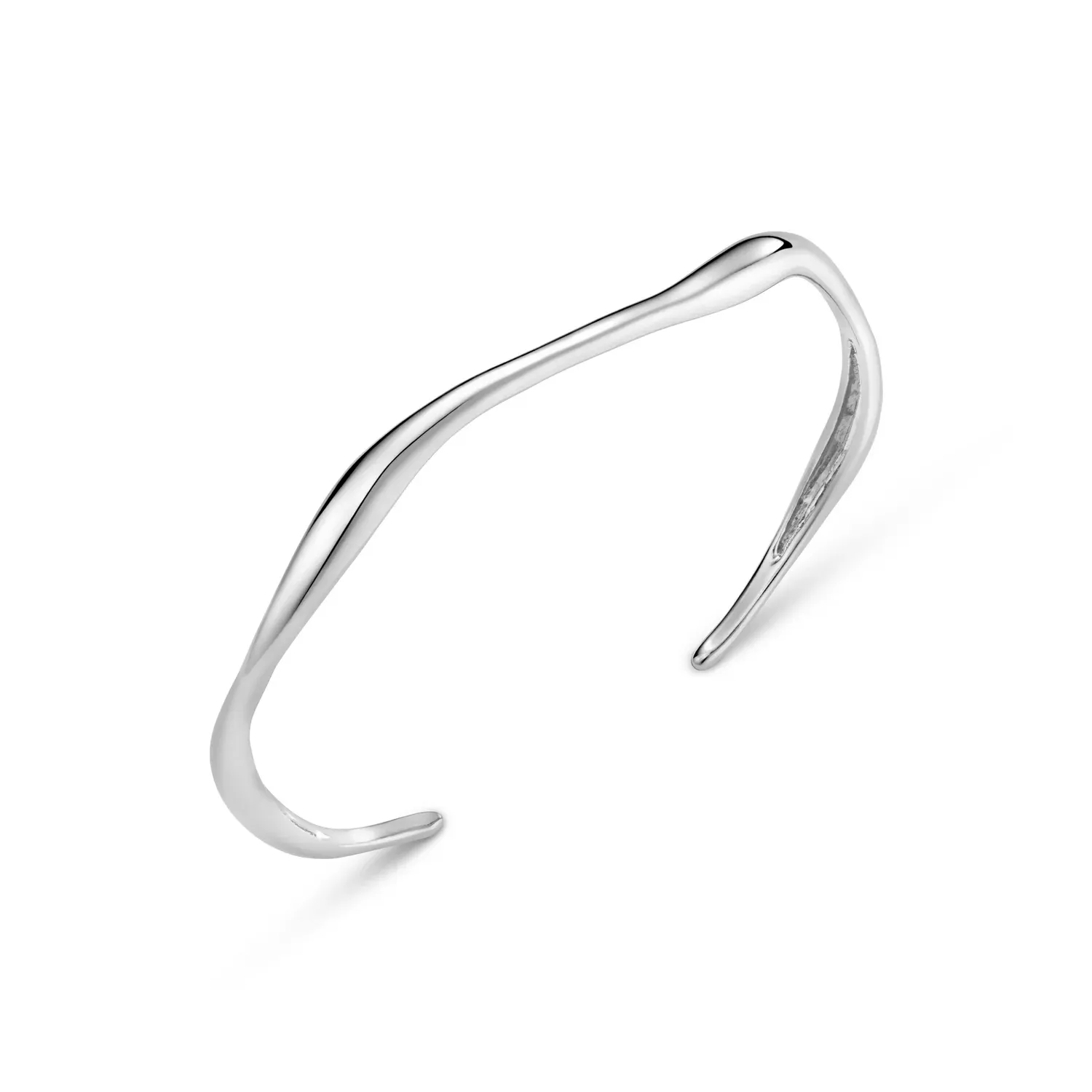 Fine wave bangle silver